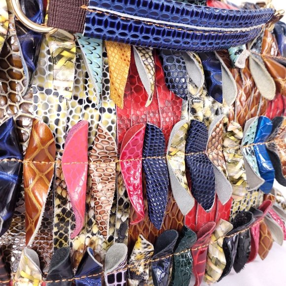 Multi-Colored Faux Leather Snakeskin Pattern Handbag Shoulder Boho Bag Purse - Picture 2 of 16